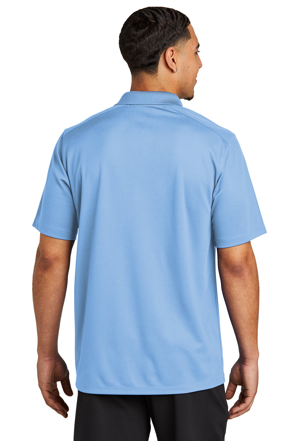 Sport-Tek ST740 Mens Moisture Wicking Micropique Short Sleeve Polo Shirt Carolina Blue Model Back