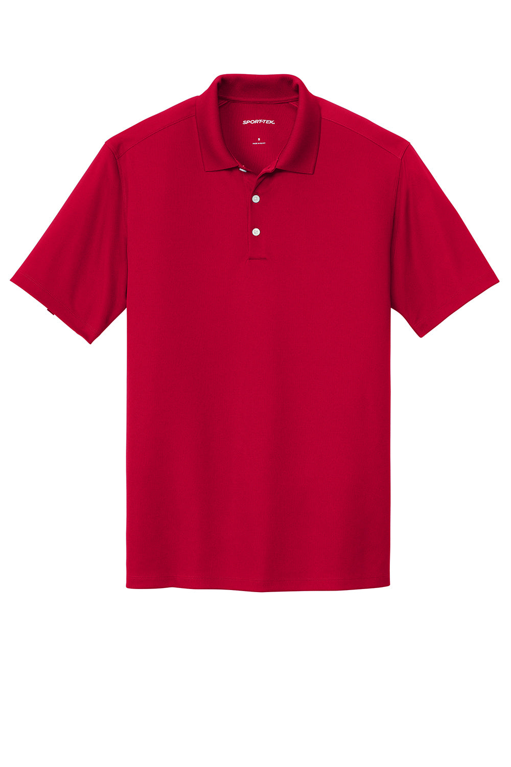 Sport-Tek ST740 Mens Moisture Wicking Micropique Short Sleeve Polo Shirt Deep Red Flat Front