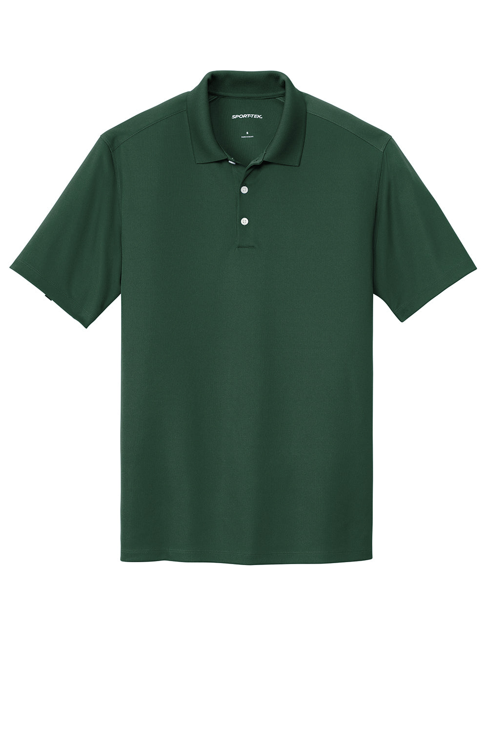 Sport-Tek ST740 Mens Moisture Wicking Micropique Short Sleeve Polo Shirt Forest Green Flat Front