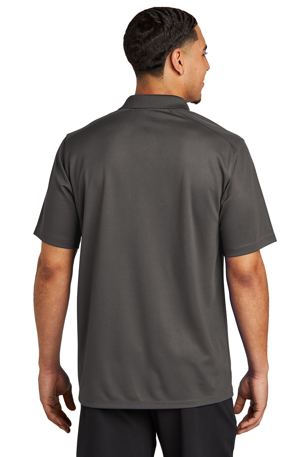 Sport-Tek ST740 Mens Moisture Wicking Micropique Short Sleeve Polo Shirt Graphite Grey Model Back