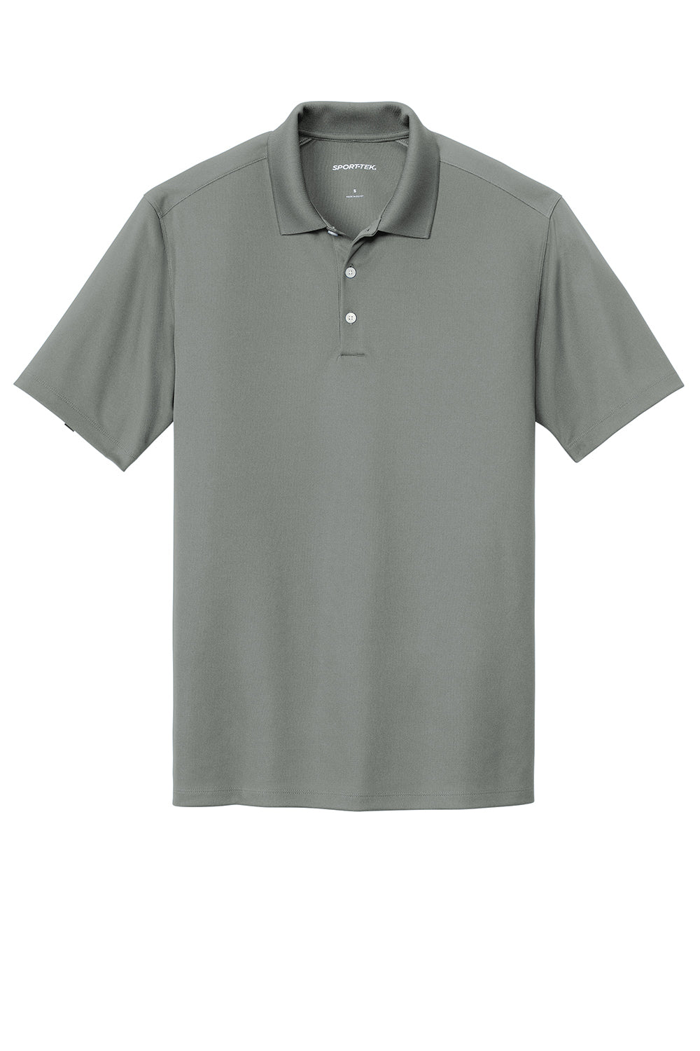 Sport-Tek ST740 Mens Moisture Wicking Micropique Short Sleeve Polo Shirt Concrete Grey Flat Front