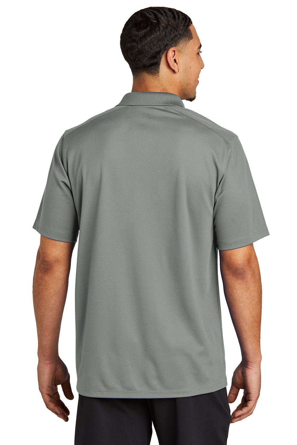 Sport-Tek ST740 Mens Moisture Wicking Micropique Short Sleeve Polo Shirt Concrete Grey Model Back