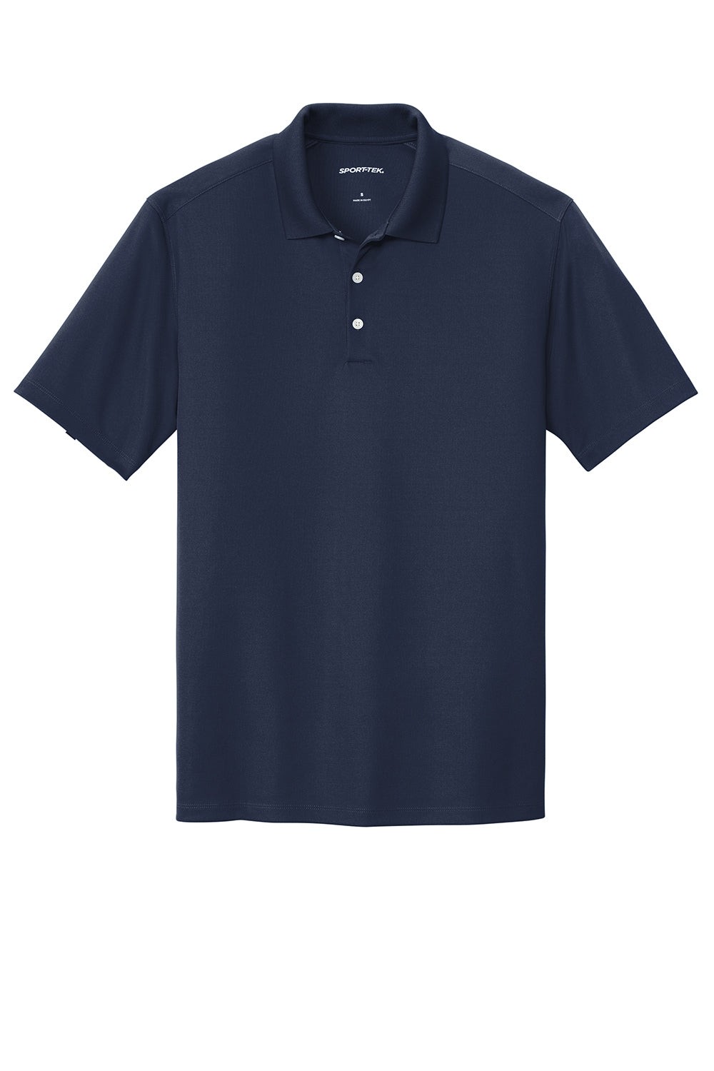 Sport-Tek ST740 Mens Moisture Wicking Micropique Short Sleeve Polo Shirt True Navy Blue Flat Front