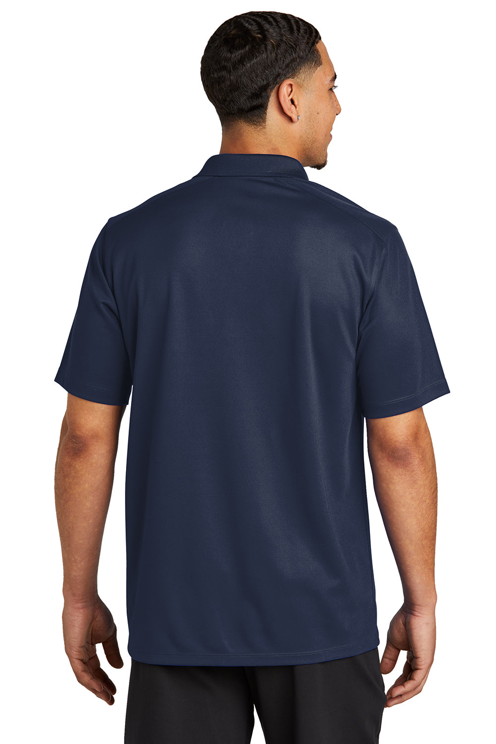 Sport-Tek ST740 Mens Moisture Wicking Micropique Short Sleeve Polo Shirt True Navy Blue Model Back