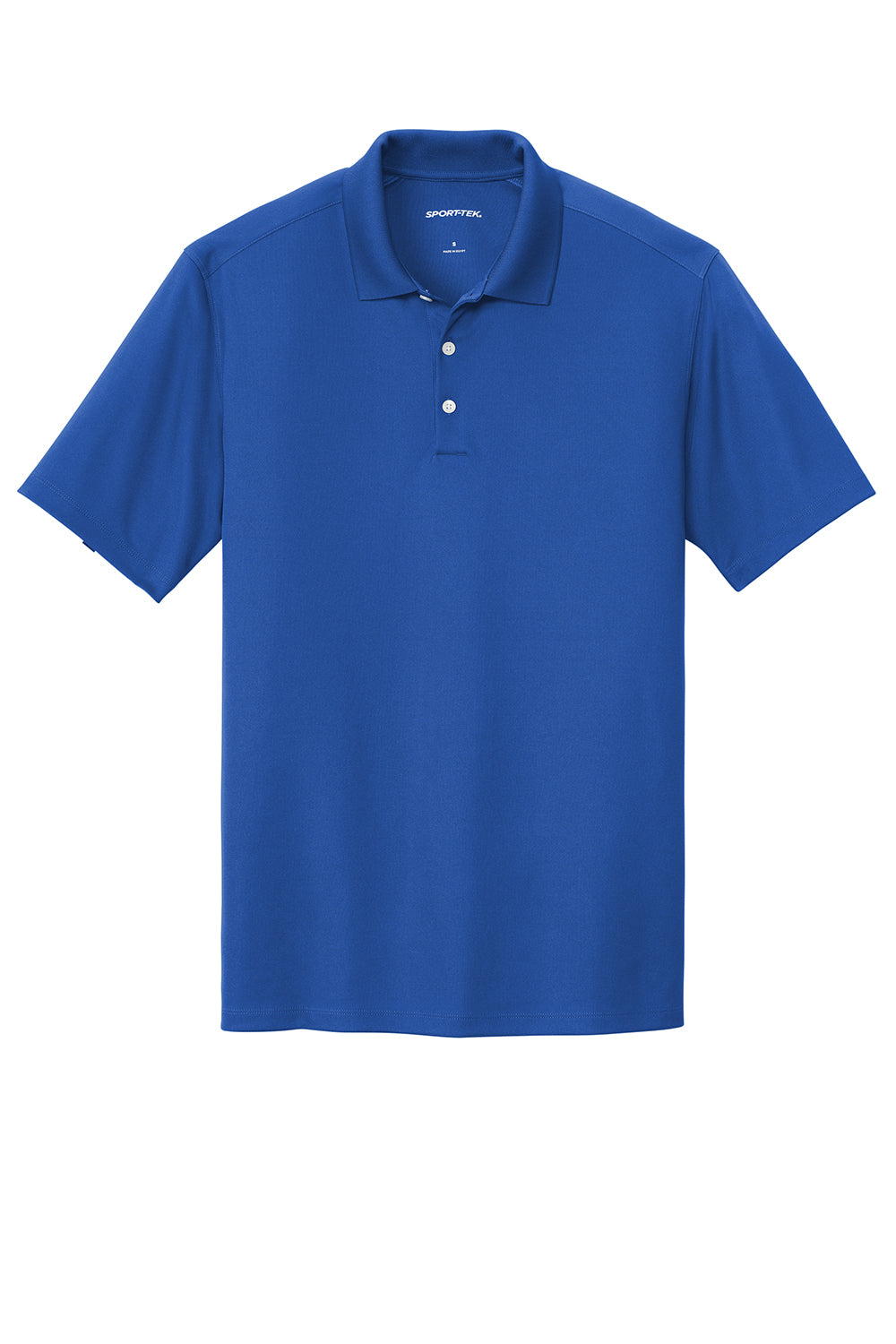 Sport-Tek ST740 Mens Moisture Wicking Micropique Short Sleeve Polo Shirt True Royal Blue Flat Front