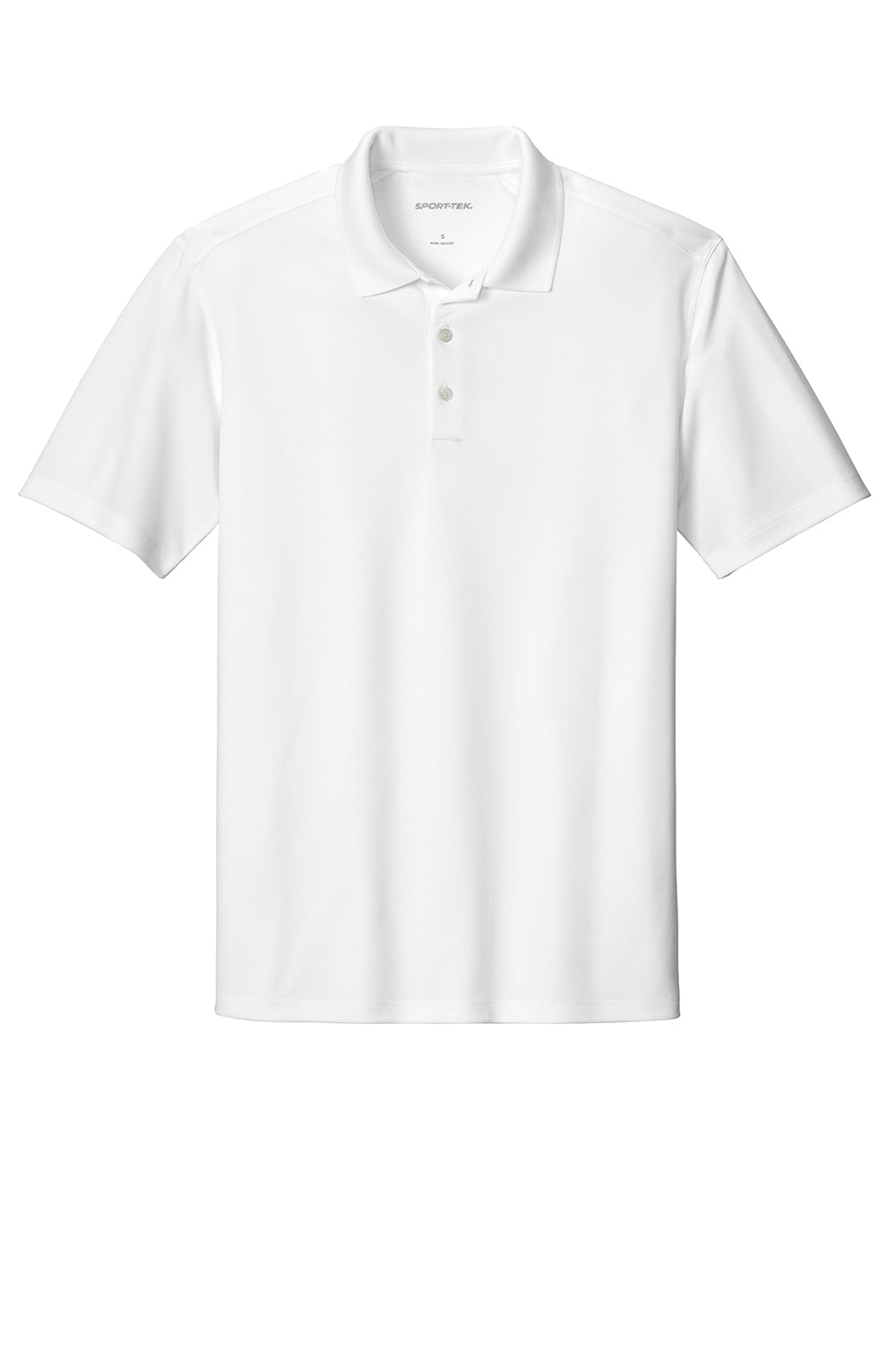 Sport-Tek ST740 Mens Moisture Wicking Micropique Short Sleeve Polo Shirt White Flat Front