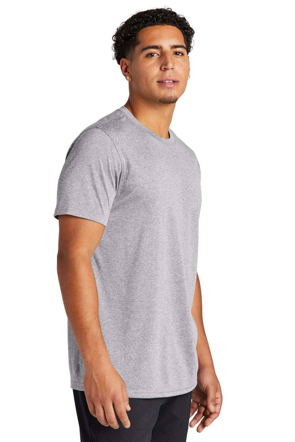 Sport-Tek ST760 Mens Echo Moisture Wicking Short Sleeve Crewneck T-Shirt Heather Grey Model 3q