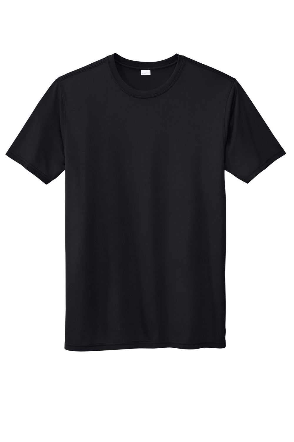 Sport-Tek ST760 Mens Echo Moisture Wicking Short Sleeve Crewneck T-Shirt Black Flat Front