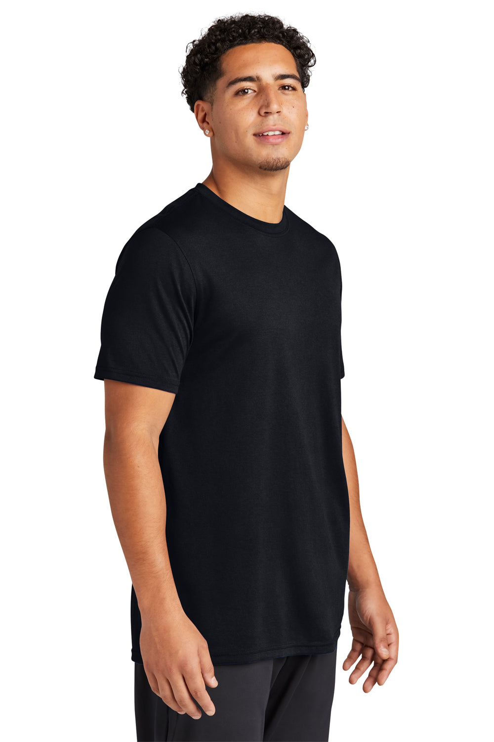 Sport-Tek ST760 Mens Echo Moisture Wicking Short Sleeve Crewneck T-Shirt Black Model 3q