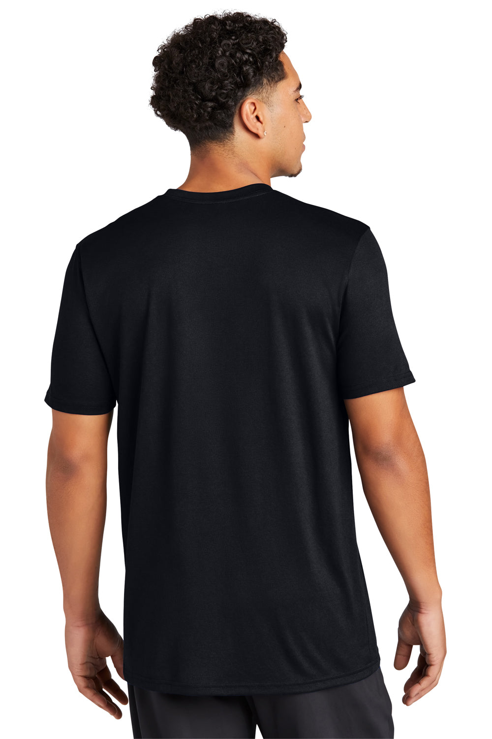 Sport-Tek ST760 Mens Echo Moisture Wicking Short Sleeve Crewneck T-Shirt Black Model Back