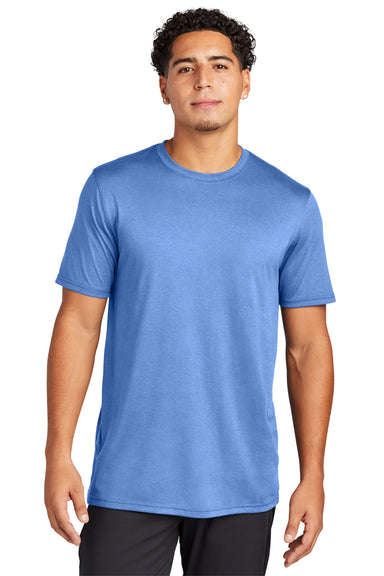 Sport-Tek ST760 Mens Echo Moisture Wicking Short Sleeve Crewneck T-Shirt Carolina Blue Model Front