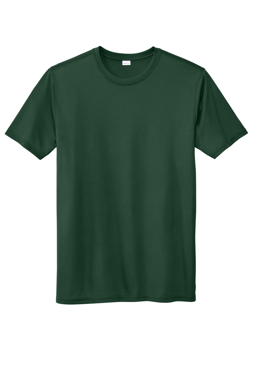 Sport-Tek ST760 Mens Echo Moisture Wicking Short Sleeve Crewneck T-Shirt Forest Green Flat Front