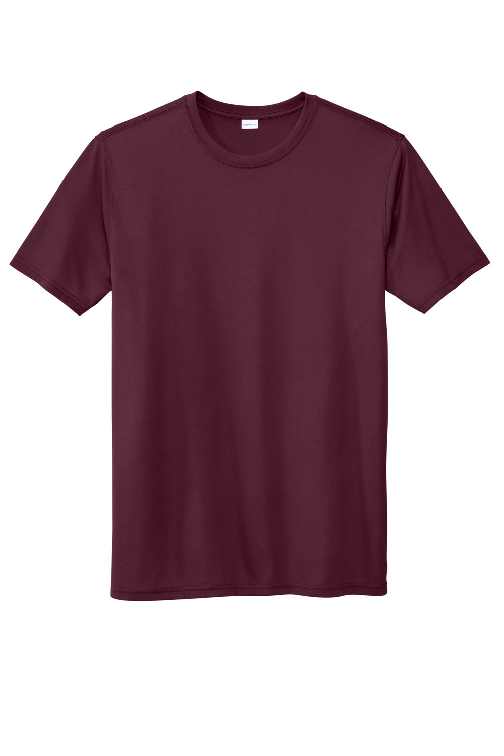 Sport-Tek ST760 Mens Echo Moisture Wicking Short Sleeve Crewneck T-Shirt Maroon Flat Front