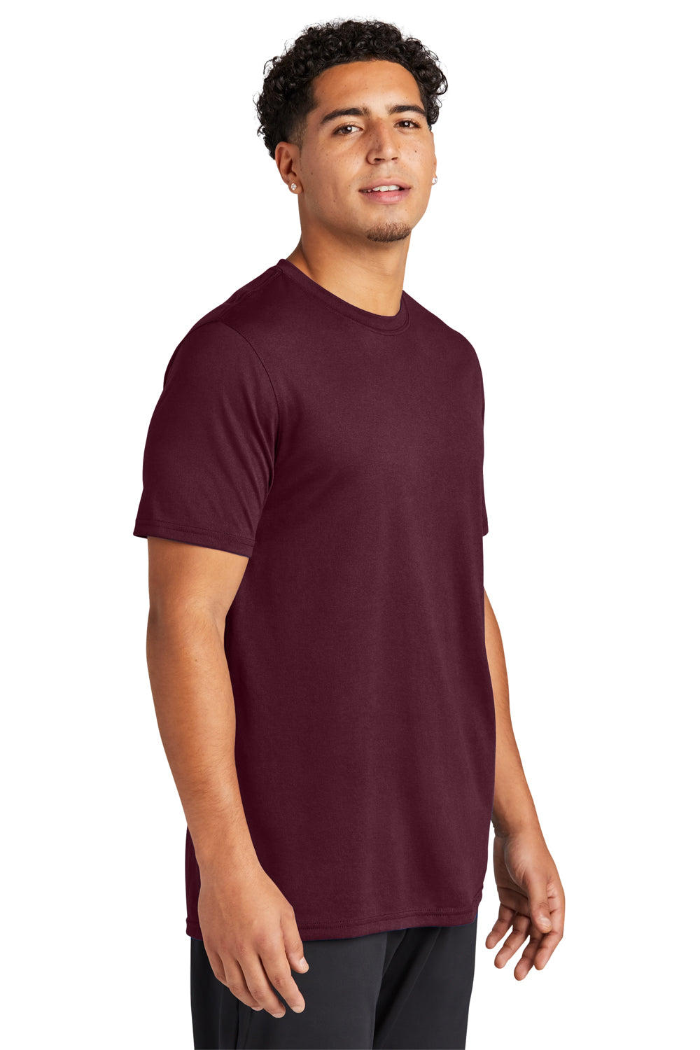 Sport-Tek ST760 Mens Echo Moisture Wicking Short Sleeve Crewneck T-Shirt Maroon Model 3q