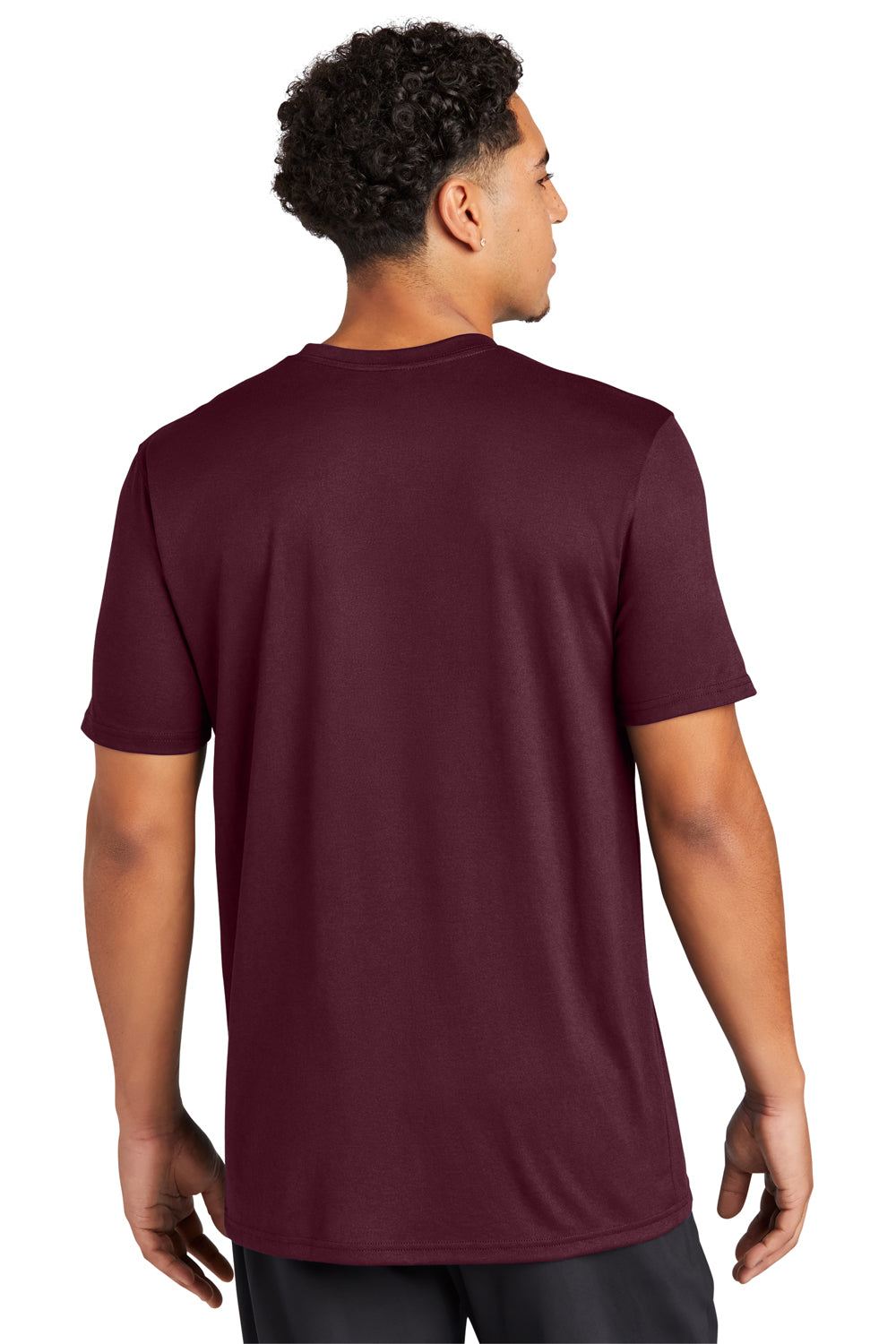 Sport-Tek ST760 Mens Echo Moisture Wicking Short Sleeve Crewneck T-Shirt Maroon Model Back