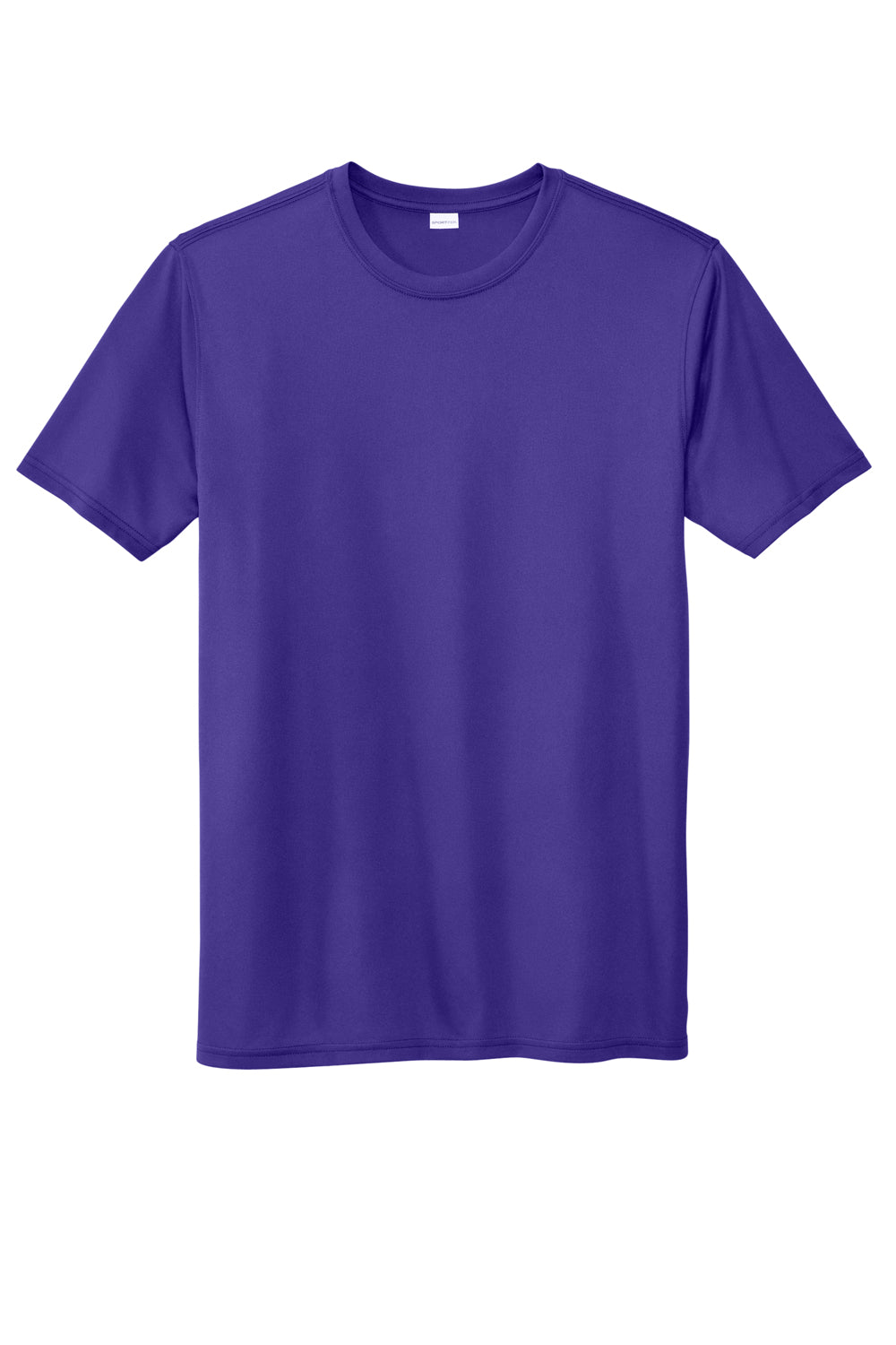 Sport-Tek ST760 Mens Echo Moisture Wicking Short Sleeve Crewneck T-Shirt Purple Flat Front