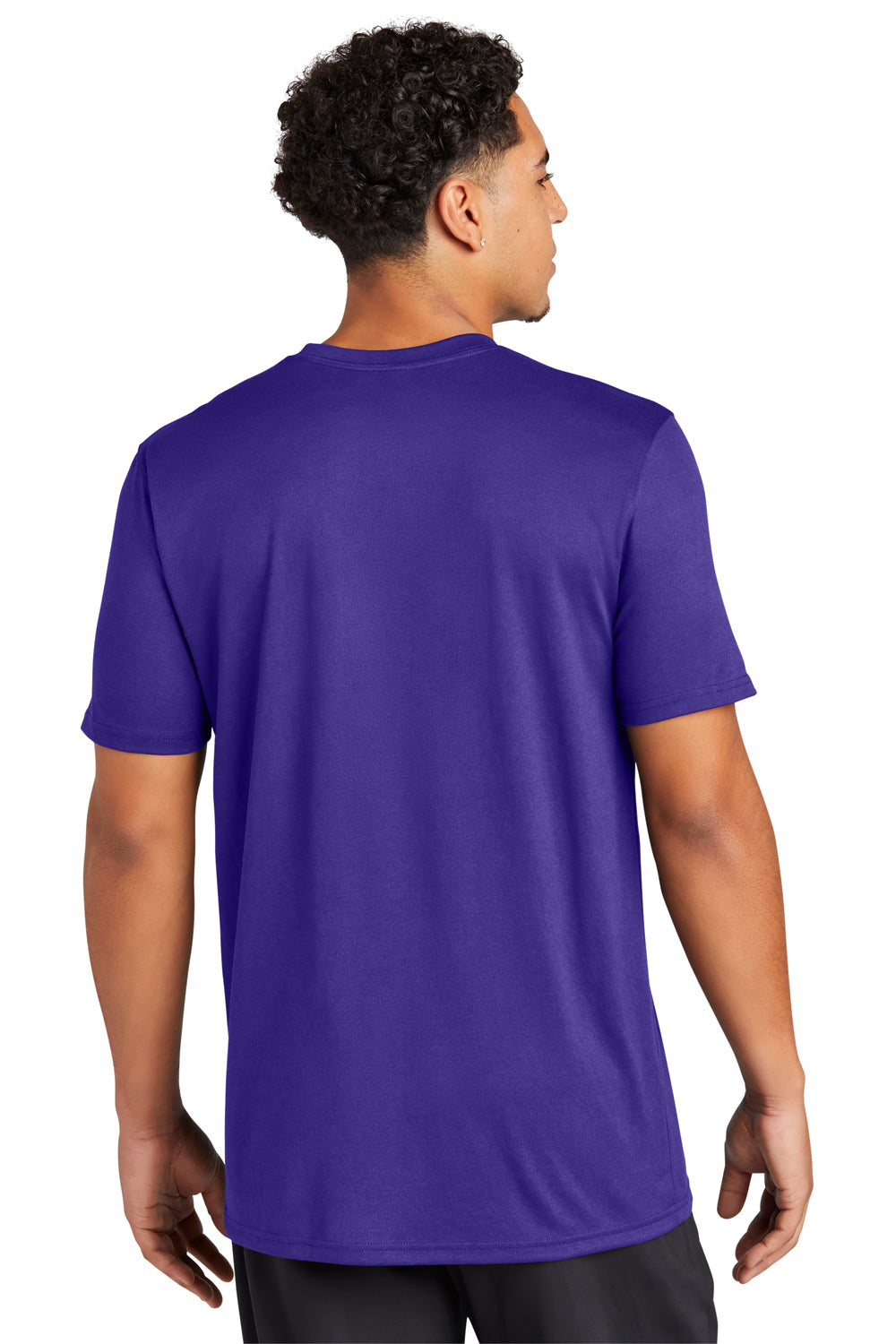 Sport-Tek ST760 Mens Echo Moisture Wicking Short Sleeve Crewneck T-Shirt Purple Model Back