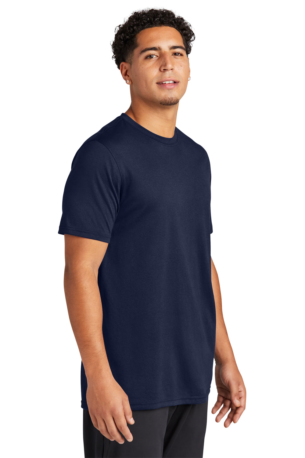 Sport-Tek ST760 Mens Echo Moisture Wicking Short Sleeve Crewneck T-Shirt True Navy Blue Model 3q