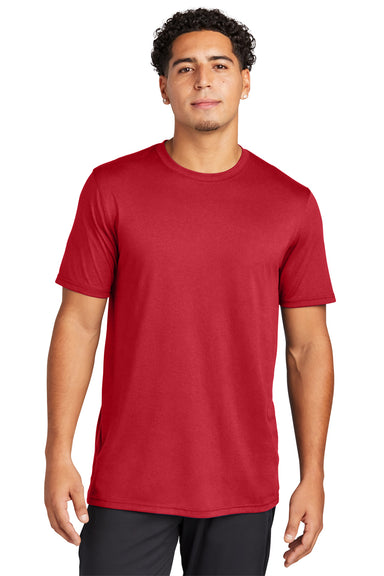 Sport-Tek ST760 Mens Echo Moisture Wicking Short Sleeve Crewneck T-Shirt True Red  Model Front