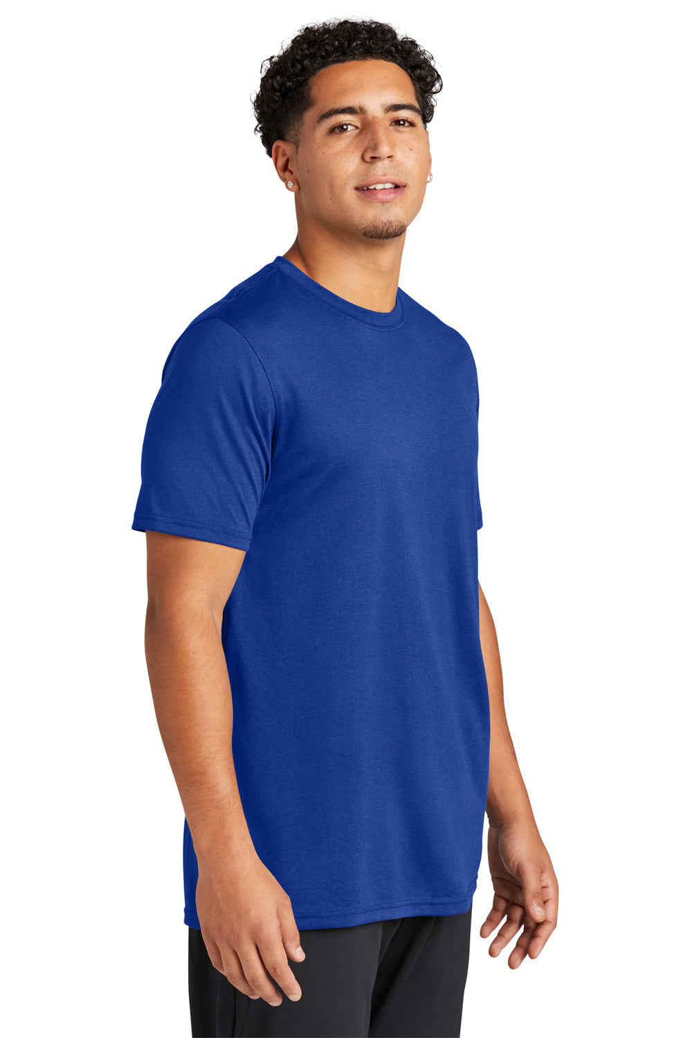 Sport-Tek ST760 Mens Echo Moisture Wicking Short Sleeve Crewneck T-Shirt True Royal Blue Model 3q