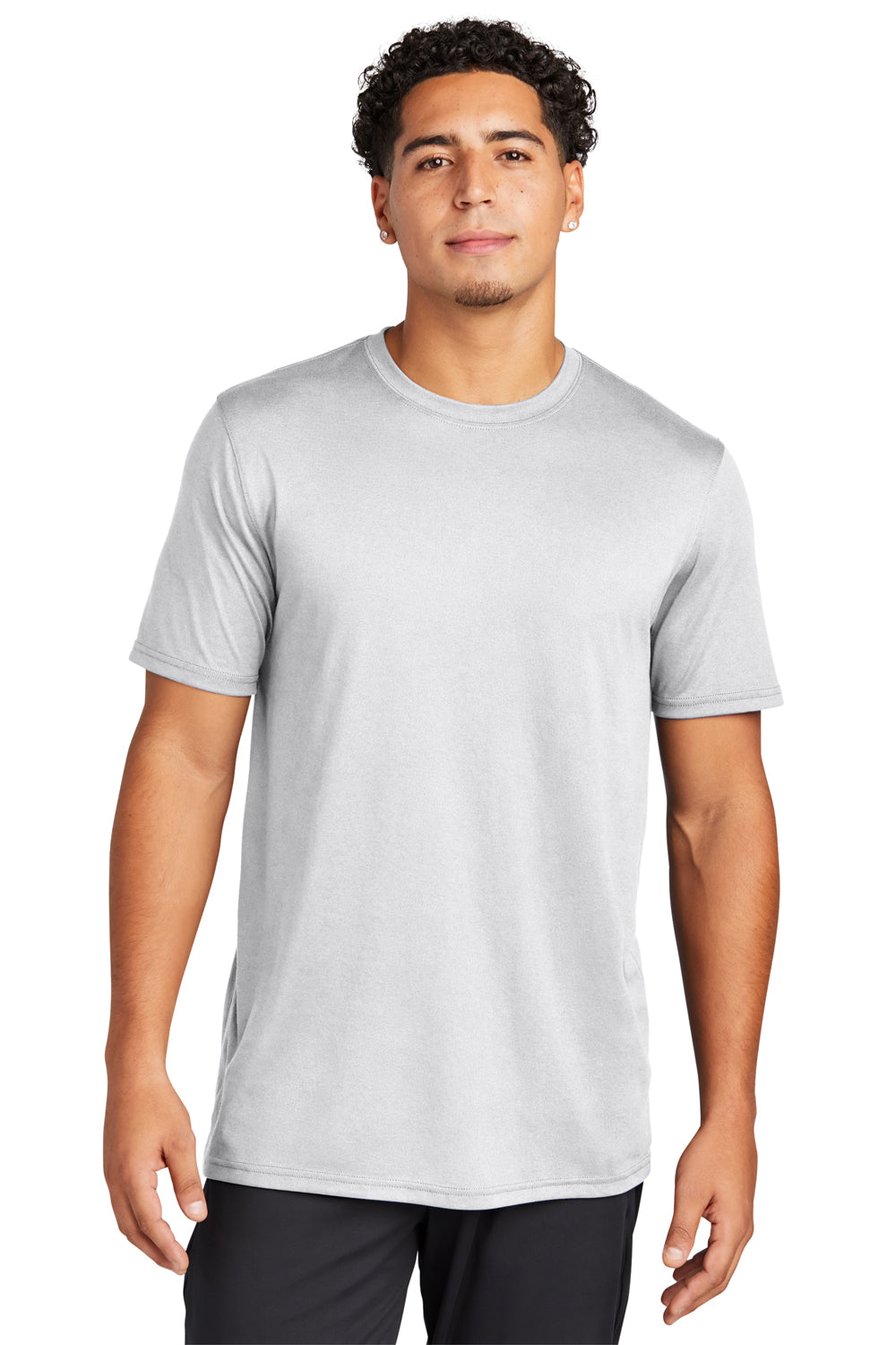 Sport-Tek ST760 Mens Echo Moisture Wicking Short Sleeve Crewneck T-Shirt White Model Front