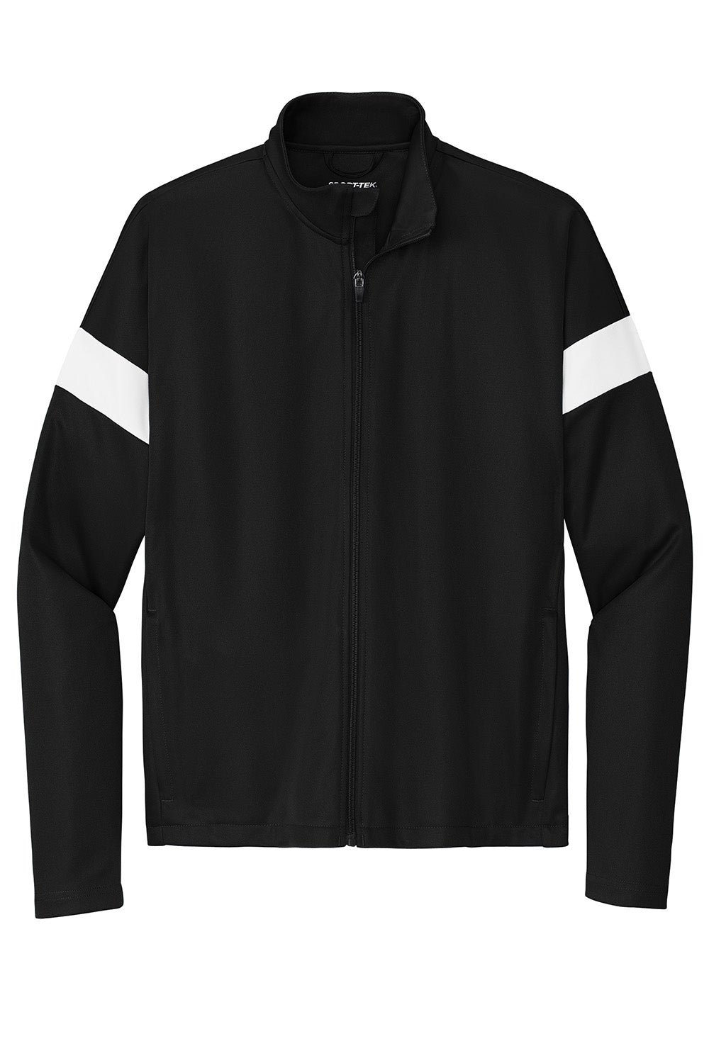 Sport-Tek ST800 Mens Travel Full Zip Jacket Black/White Flat Front