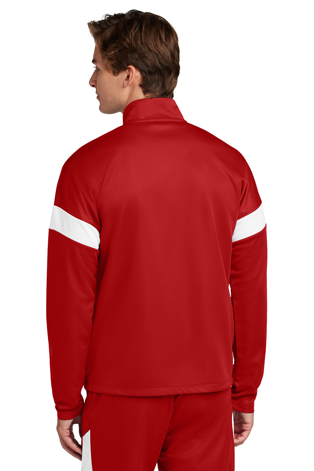 Sport-Tek ST800 Mens Travel Full Zip Jacket Deep Red/White Model Back