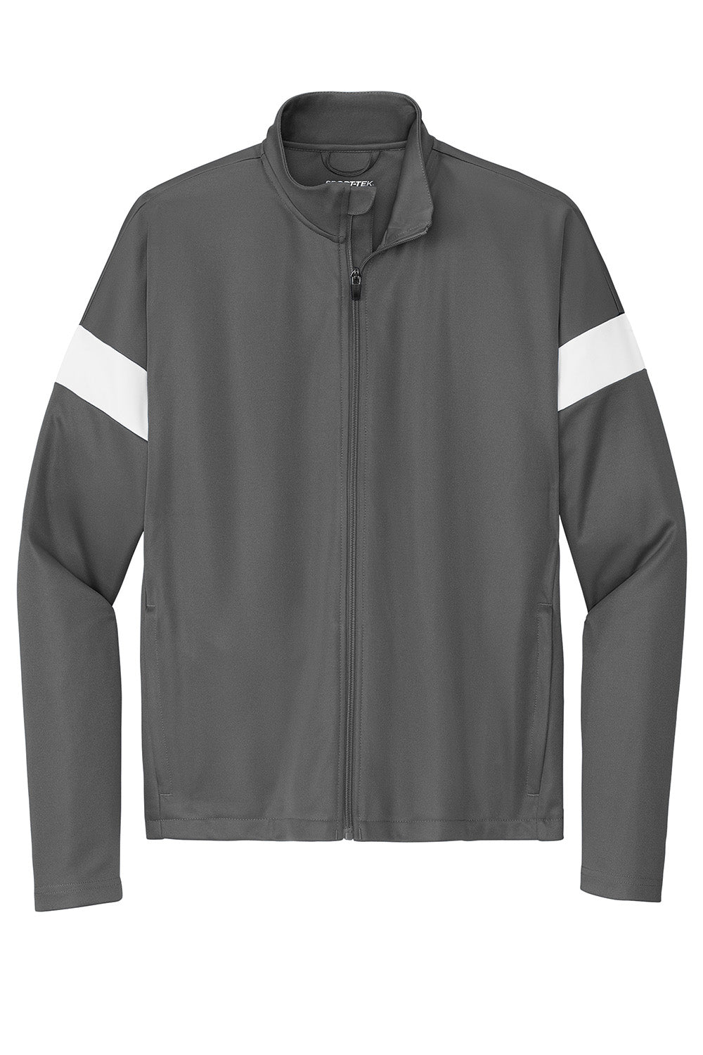 Sport-Tek ST800 Mens Travel Full Zip Jacket Iron Grey/White Flat Front