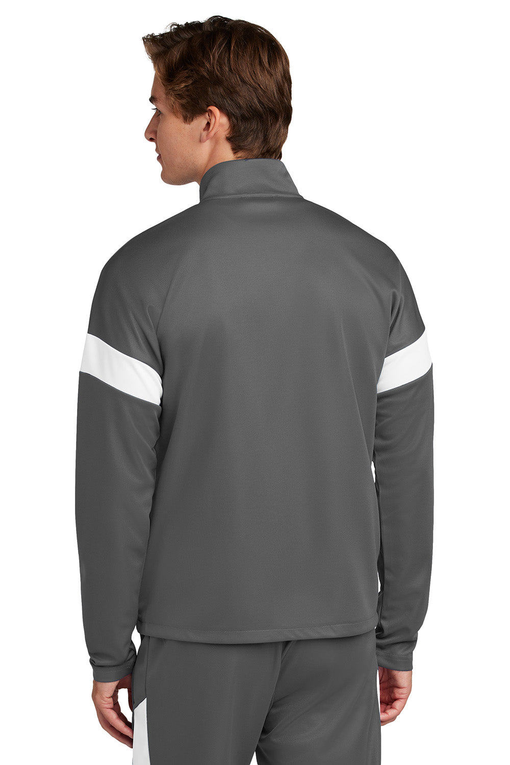 Sport-Tek ST800 Mens Travel Full Zip Jacket Iron Grey/White Model Back