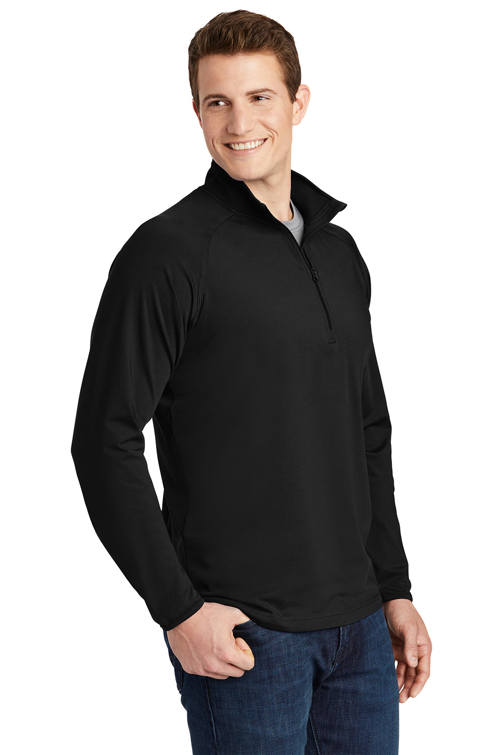 Sport-Tek ST850/TST850 Mens Sport-Wick Moisture Wicking 1/4 Zip Sweatshirt Black Model 3q