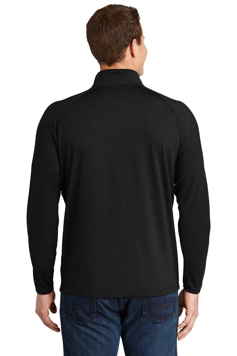 Sport-Tek ST850/TST850 Mens Sport-Wick Moisture Wicking 1/4 Zip Sweatshirt Black Model Back