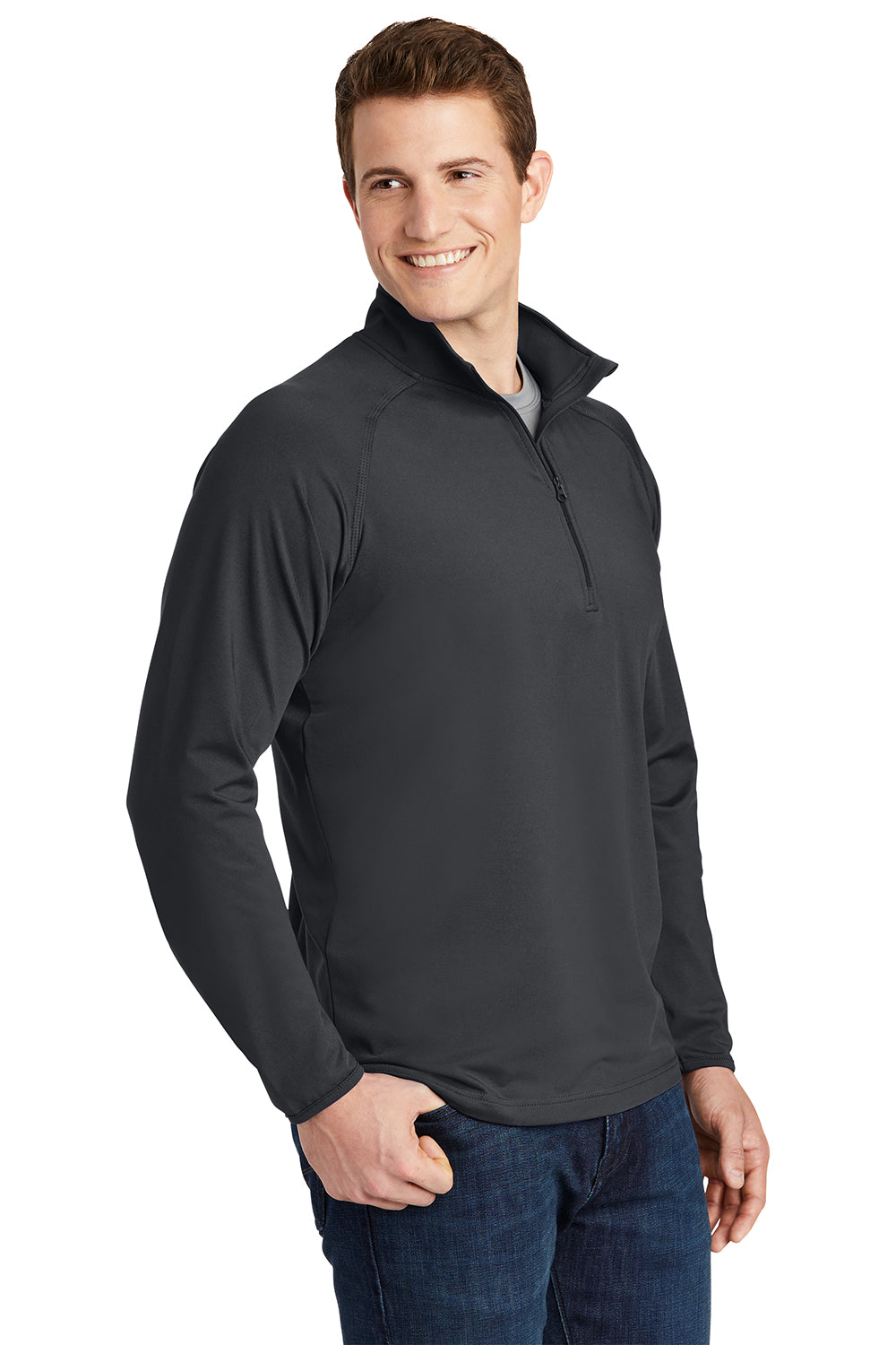 Sport-Tek ST850/TST850 Mens Sport-Wick Moisture Wicking 1/4 Zip Sweatshirt Charcoal Grey Model 3q