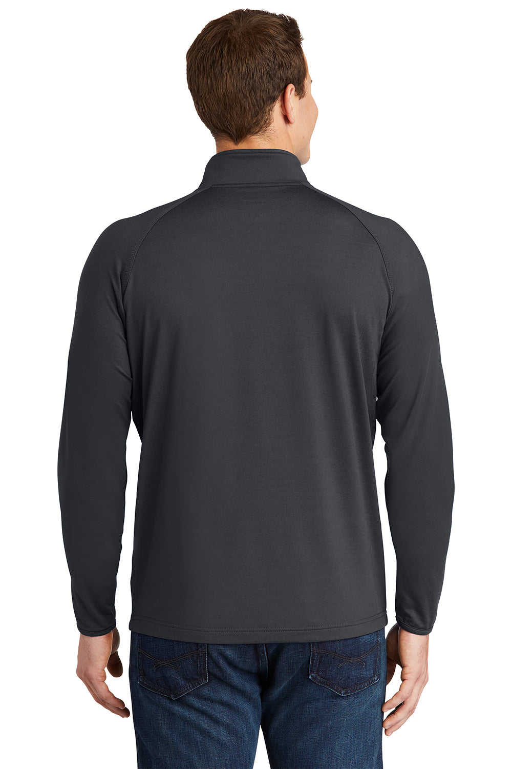 Sport-Tek ST850/TST850 Mens Sport-Wick Moisture Wicking 1/4 Zip Sweatshirt Charcoal Grey Model Back