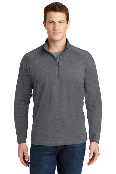 Sport-Tek ST850/TST850 Mens Sport-Wick Moisture Wicking 1/4 Zip Sweatshirt Heather Charcoal Grey Model Front