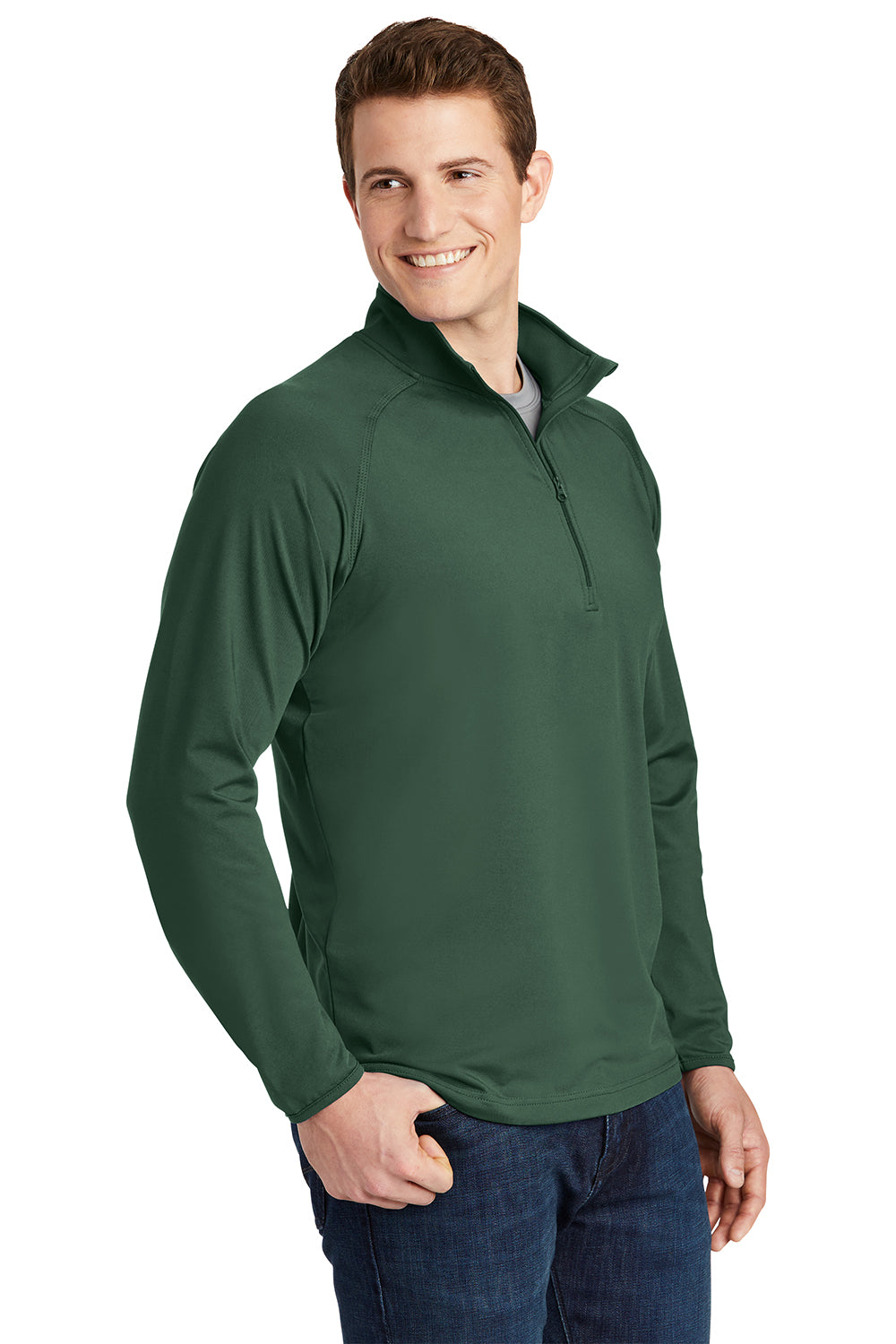 Sport-Tek ST850/TST850 Mens Sport-Wick Moisture Wicking 1/4 Zip Sweatshirt Forest Green Model 3q