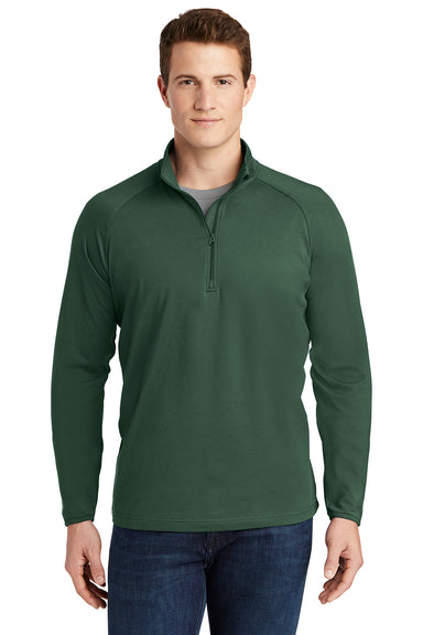 Sport-Tek ST850/TST850 Mens Sport-Wick Moisture Wicking 1/4 Zip Sweatshirt Forest Green Model Front