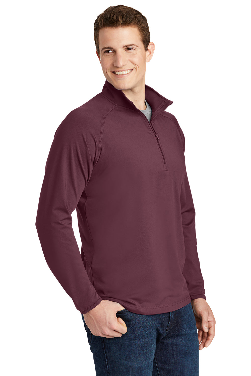 Sport-Tek ST850/TST850 Mens Sport-Wick Moisture Wicking 1/4 Zip Sweatshirt Maroon Model 3q