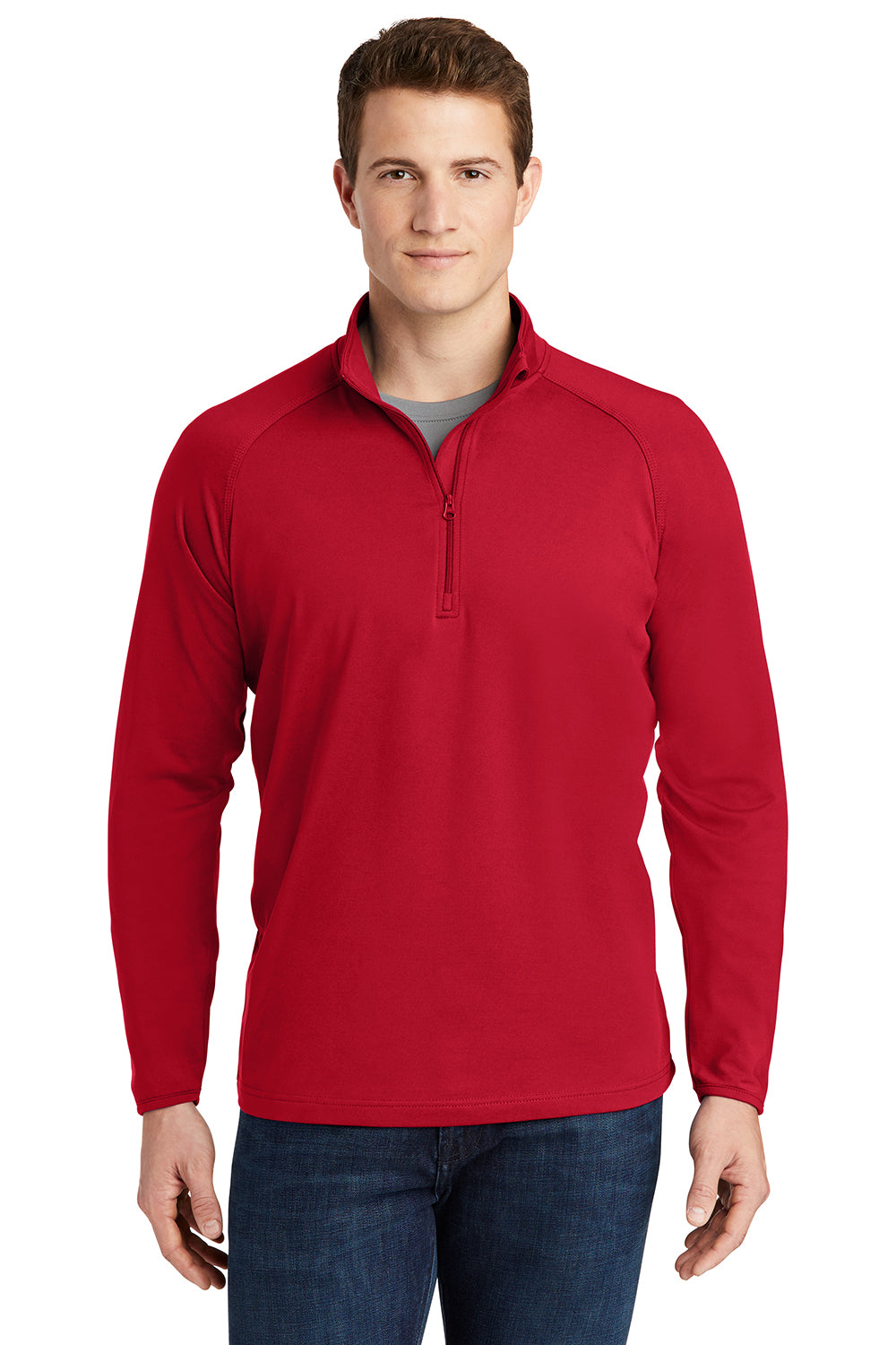 Sport-Tek ST850/TST850 Mens Sport-Wick Moisture Wicking 1/4 Zip Sweatshirt True Red Model Front