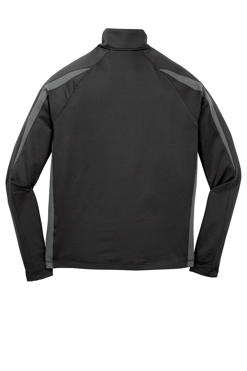 Sport-Tek ST851 Mens Sport-Wick Moisture Wicking 1/4 Zip Sweatshirt Black/Charcoal Grey Flat Back