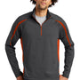 Sport-Tek Mens Sport-Wick Moisture Wicking 1/4 Zip Sweatshirt - Charcoal Grey/Deep Orange