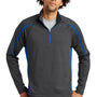 Sport-Tek Mens Sport-Wick Moisture Wicking 1/4 Zip Sweatshirt - Charcoal Grey/True Royal Blue