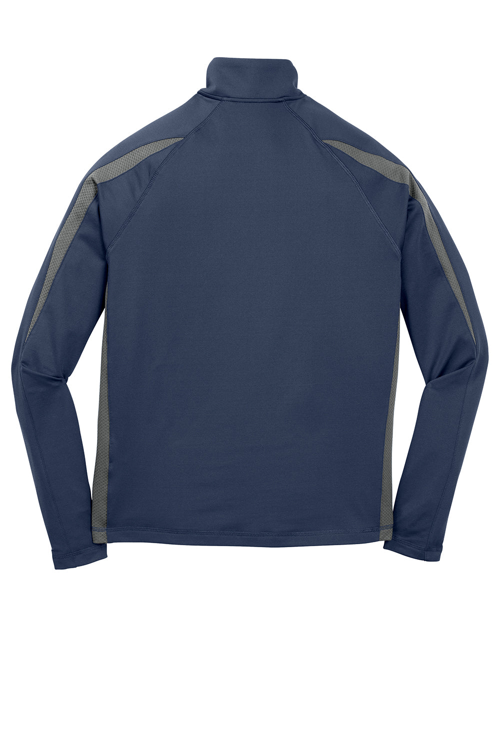 Sport-Tek ST851 Mens Sport-Wick Moisture Wicking 1/4 Zip Sweatshirt True Navy Blue/Charcoal Grey Flat Back