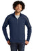 Sport-Tek ST851 Mens Sport-Wick Moisture Wicking 1/4 Zip Sweatshirt True Navy Blue/Charcoal Grey Model Front