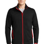 Sport-Tek Mens Sport-Wick Moisture Wicking Full Zip Jacket - Black/True Red