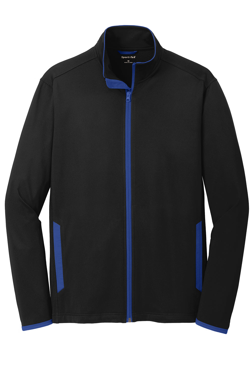 Sport-Tek ST853 Mens Sport-Wick Moisture Wicking Full Zip Jacket Black/True Royal Blue Flat Front