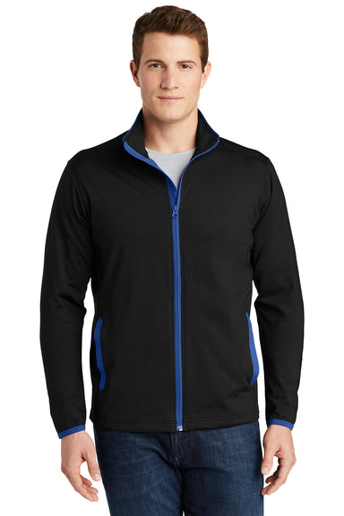 Sport-Tek ST853 Mens Sport-Wick Moisture Wicking Full Zip Jacket Black/True Royal Blue Model Front