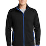 Sport-Tek Mens Sport-Wick Moisture Wicking Full Zip Jacket - Black/True Royal Blue