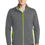 Sport-Tek Mens Sport-Wick Moisture Wicking Full Zip Jacket - Heather Charcoal Grey/Charge Green