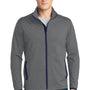 Sport-Tek Mens Sport-Wick Moisture Wicking Full Zip Jacket - Heather Charcoal Grey/True Navy Blue