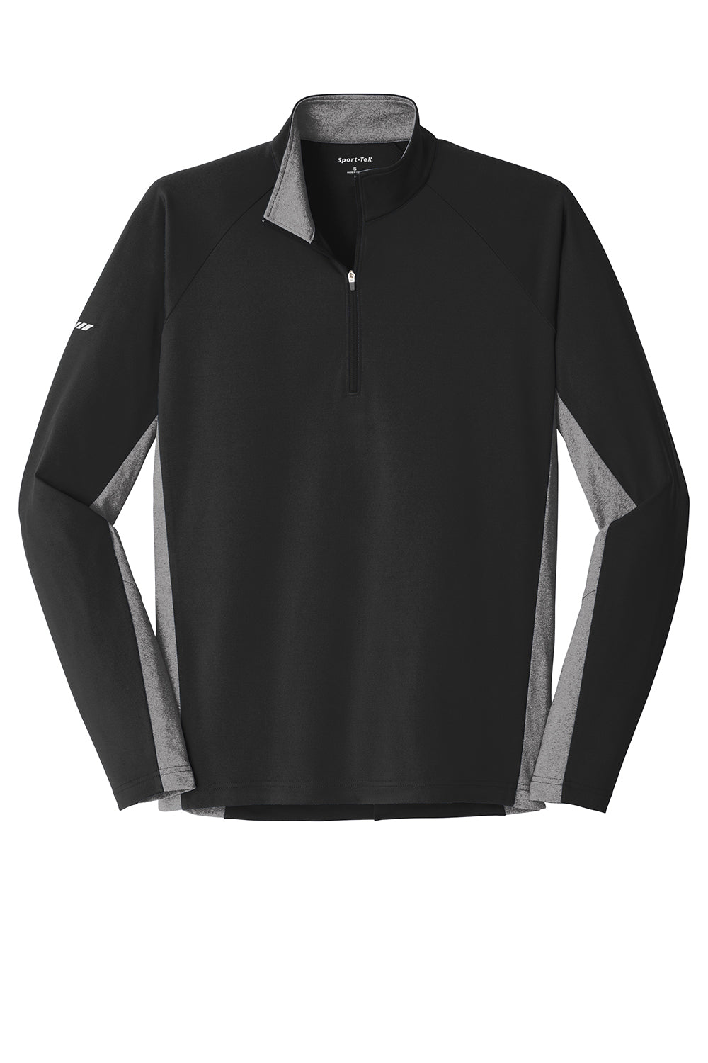 Sport-Tek ST854 Mens Sport-Wick Moisture Wicking 1/4 Zip Sweatshirt Black/Heather Charcoal Grey Flat Front